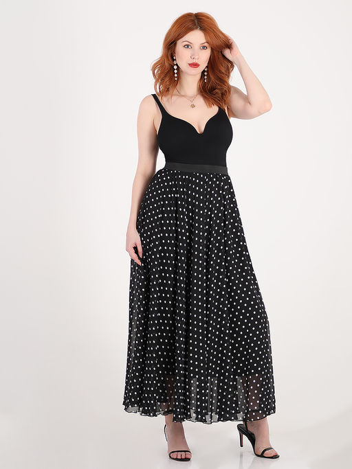 Юбка в горошек длинная на резинке - Almond фото 6