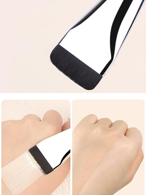 Kristaller Плоская макияжная кисть для нанесения тональных средств и масок, ворс нейлон, черный