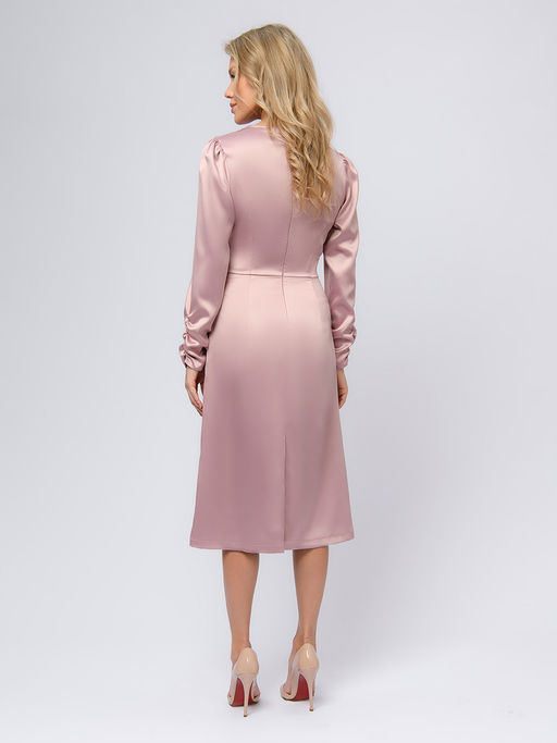 Платье цвета пыльной розы длины миди с длинными рукавами - 1001dress фото 6