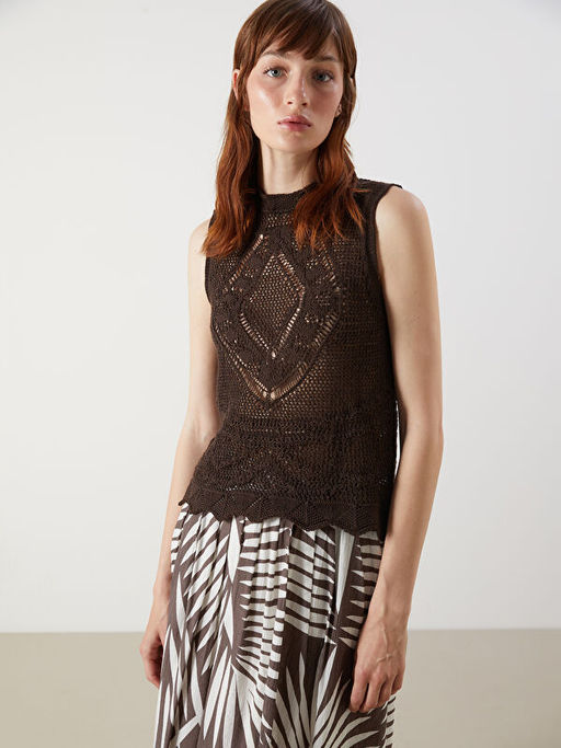 Bisiklet Yaka Ajurlu Kad?n Triko S?veter