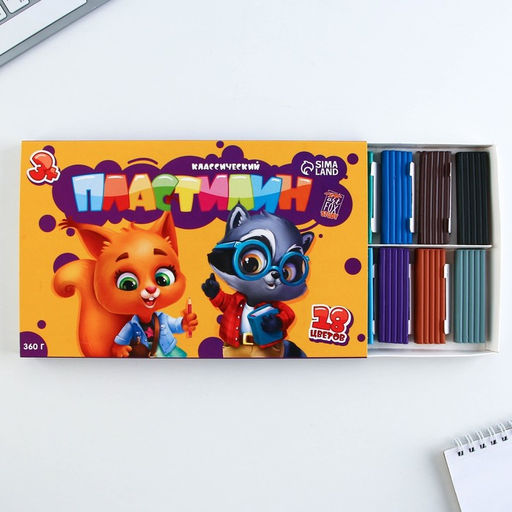 Пластилин классический ArtFox STUDY для лепки 18 цветов, 360 г.  фото 6