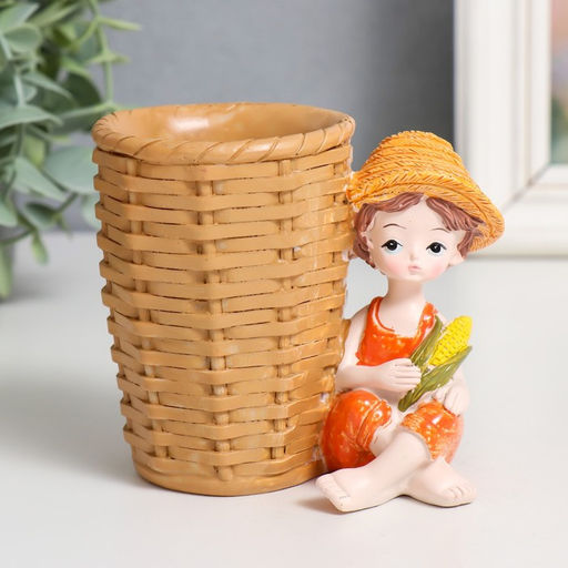 Фигурка полистоун с подставкой «Мальчик/Девочка с кукурузой», 11×7×9.2 см, МИКС