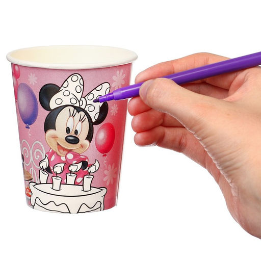 Цена за 10 шт. Стакан бумажный-раскраска С Днем Рождения!, 250 мл, Минни Маус - Disney фото 6