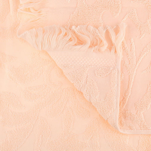 Полотенце махровое "Вензель" 70х140см, хлопок 100%, с бахромой, персиковый (Китай)