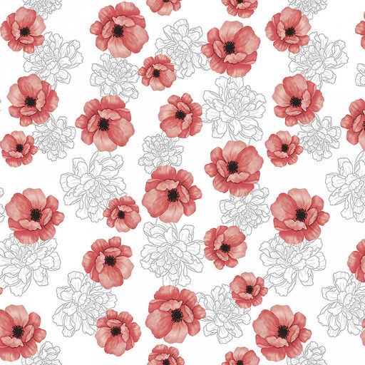 Клеенка столовая на нетканной основе 1,35х20м "Мажор" "Маки", ПВХ, яркий рисунок, в рулоне, Россия (цена за м/п)