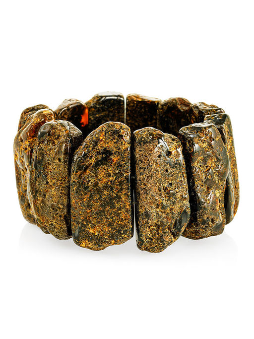 Cтильный широкий браслет Помпеи из натурального балтийского янтаря