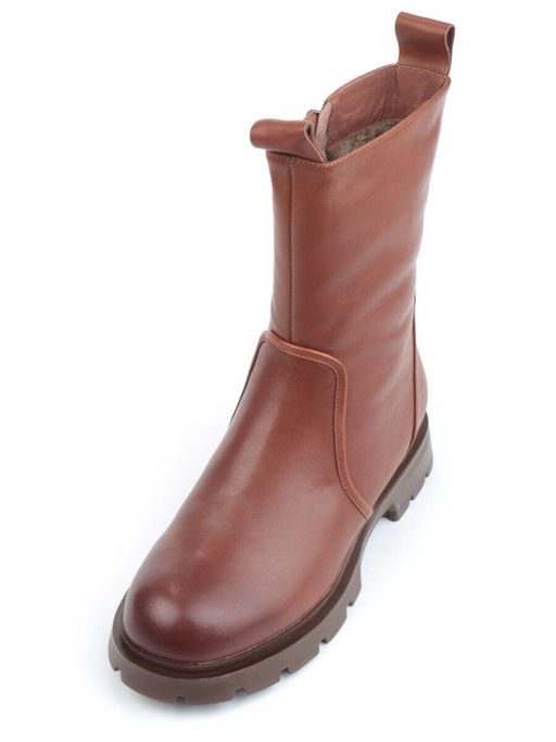 04-M2-245 BROWN Ботинки зимние женские (натуральная кожа, натуральный мех)