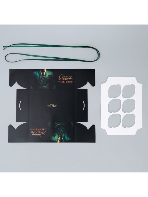 Цена за 5 шт. Коробка для капкейка, кондитерская упаковка, 6 ячеек Стиль 23?16?10 см