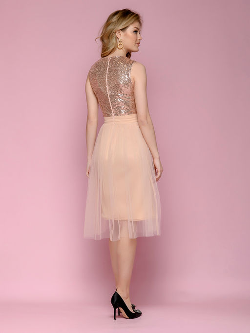 Платье пудрового цвета длины миди без рукавов - 1001dress фото 3