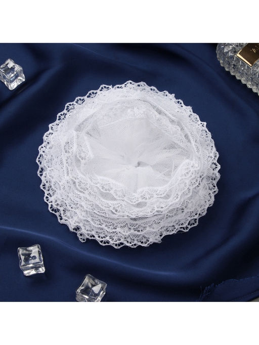 Цена за 6 шт. Бант для волос на резинке «Школьница», волна кружева, d=16 см, белый