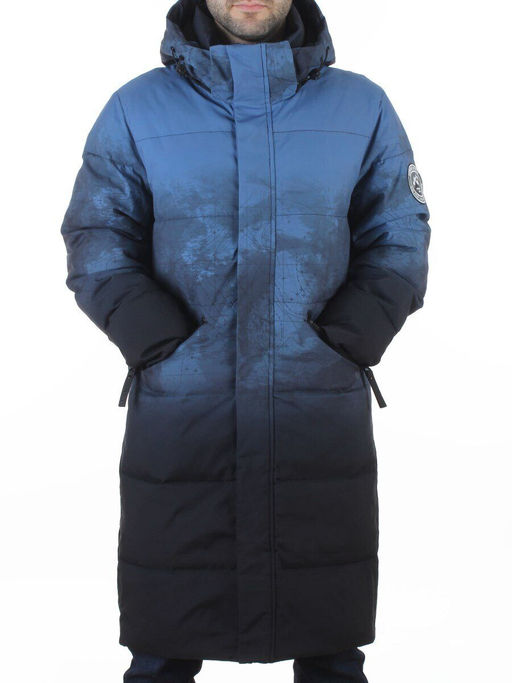 6782 BLUE/BLACK Куртка мужская зимняя удлиненная (био-пух)