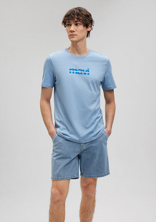 Mavi Logo Bask?l? Mavi Tisort