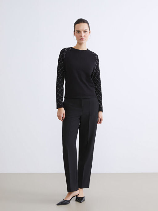 Bisiklet Yaka Ta?l? Kad?n Triko Kazak