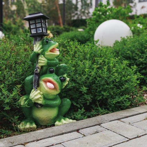 Садовая фигура - фонарь из полистоуна Лягушата с фонарём, h=50 см - Хорошие сувениры фото 2