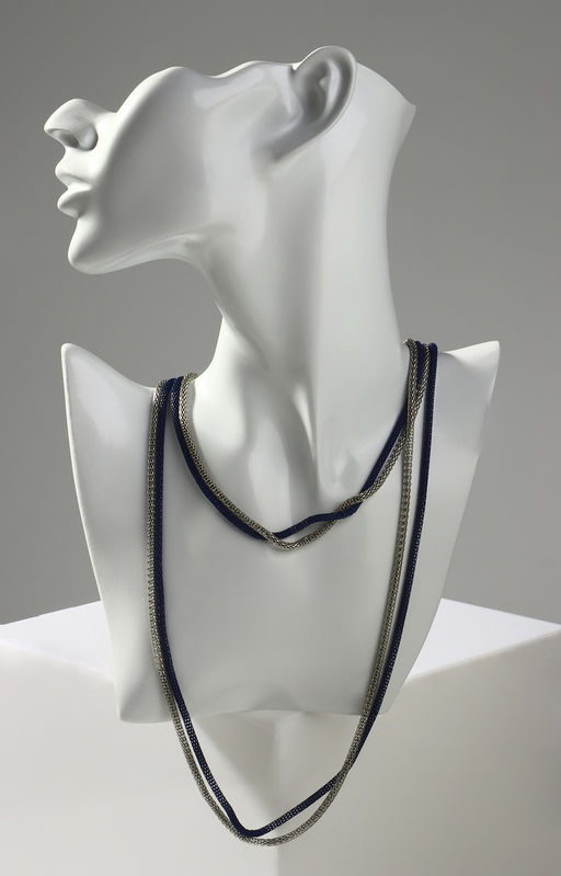 Бусы Трансформер 2 нити (несколько способов носки), цвет сине-серебряный, 118 см