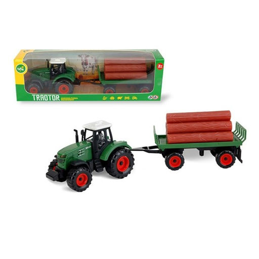Трактор инерц. с прицепом + бревна (3101573) в коробке 31*7*9см