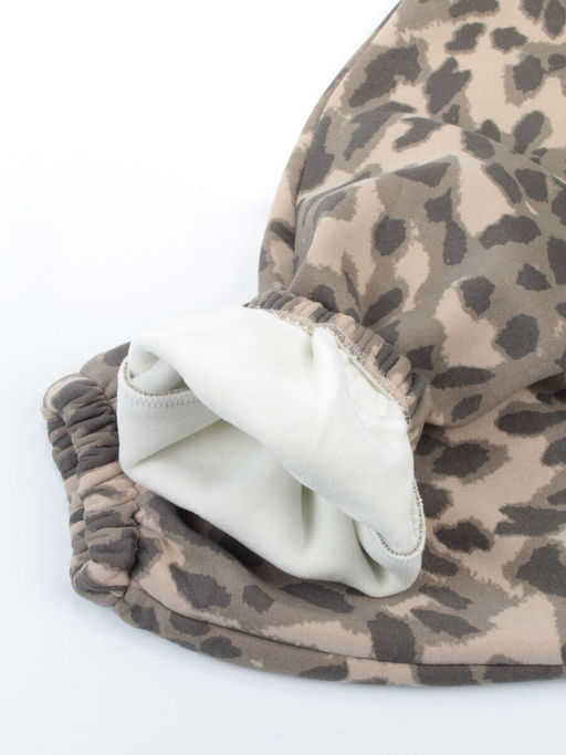 869-3 BEIGE/LEOPARD Костюм спортивный зимний женский (95% хлопок, 5% полиэстер)
