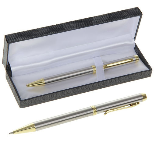 Ручка подарочная, шариковая «Проект» в кожзам футляре, поворотная