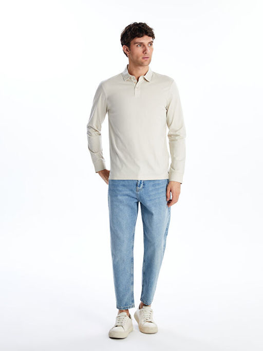 Polo Yaka Uzun Kollu Erkek Sweatshirt