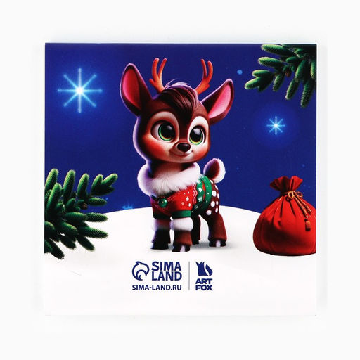 Подарочный набор новогодний, блокнот-раскраска и восковые мелки Новогодний енот