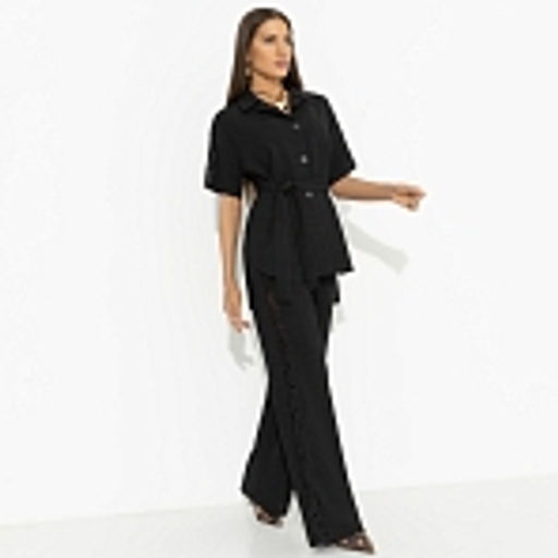 Брючный костюм с кружевными вставками, Престижная номинация (черный, 2 в 1, с поясом) - Charutti фото 14