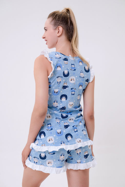 Пижама женская из майки и шорт из кулирки Флаффи кошки - Амадэль фото 6