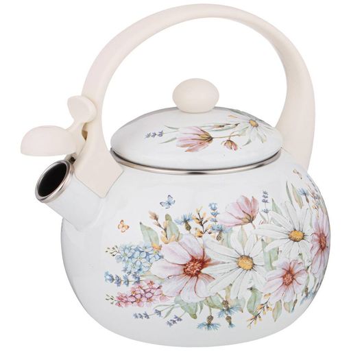 ЧАЙНИК AGNESS ЭМАЛИРОВАННЫЙ СО СВИСТКОМ, СЕРИЯ ДВОРЦОВЫЙ ПАРК2,2Л, ИНДУКЦИОННОЕ ДНО  фото 3