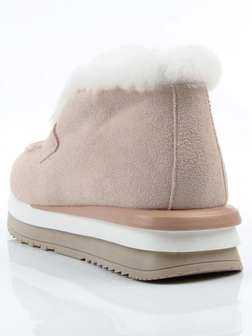 04-5520-7 LT. BEIGE Ботинки зимние женские (натуральная кожа, 100% шерсть)