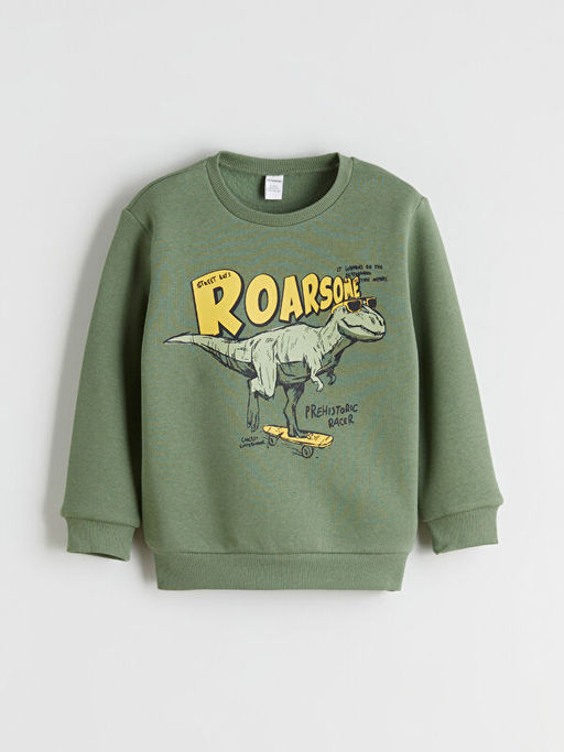 Dinozor Bask?l? Erkek ?ocuk Sweatshirt ve E?ofman Alt?