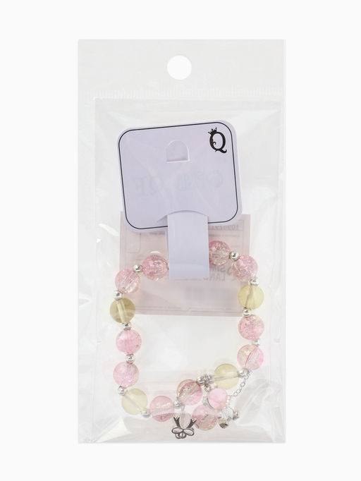 Браслет с подвесками "Сахарный" мишка, шар №10/8, цвет розово-жёлтый в серебре