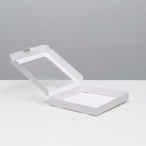 Коробка самосборная, белая, с окном, 21×21×3 см