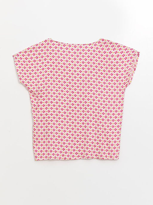 V Yaka Desenli Kad?n Pijama ?st?