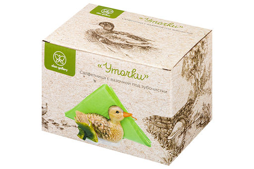 Салфетница с вазочкой под зубочистки 15*12*10 см "Уточка"