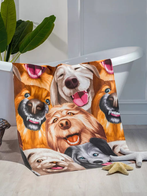 Полотенце вафельное банное Песики р.75*150