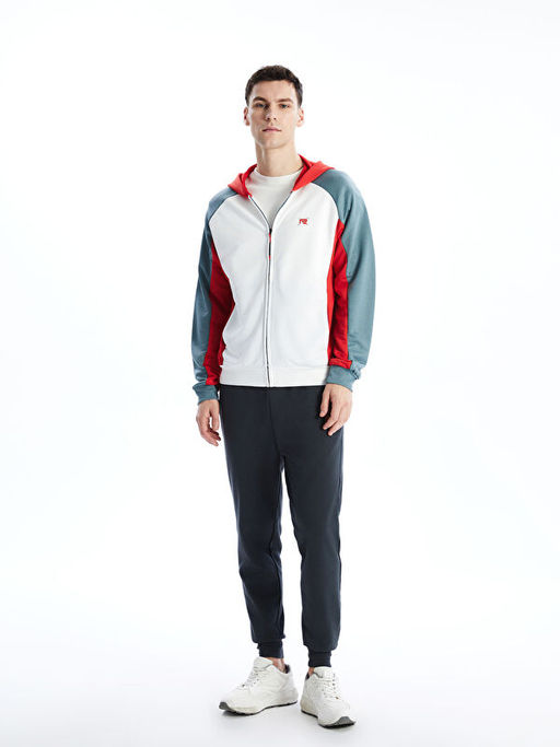 Kap??onlu Uzun Kollu Erkek Fermuarl? Sweatshirt