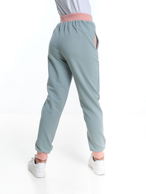Брюки на резинке из кашкорсе для девочки UD 0855 мята/персик - Mini maxi фото 2