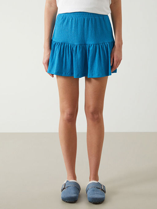 Beli Lastikli Dokulu Kad?n ?ortlu Etek