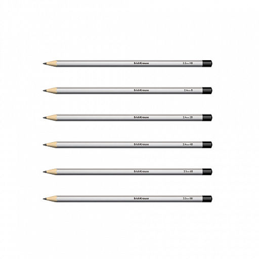 Цена за 24 шт. Набор из 6 чернографитных карандашей ErichKrause Art, шестигранных, HB, B, 2B, 4B, 6B, 8B (в коробке)