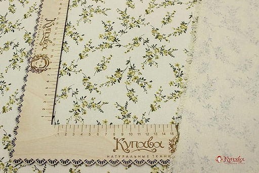 Плательный хлопок с микроворсом Элиза (хаки цветы на св.телесно-желтом), ш.1.45м, хлопок-100% - Купава фото 4