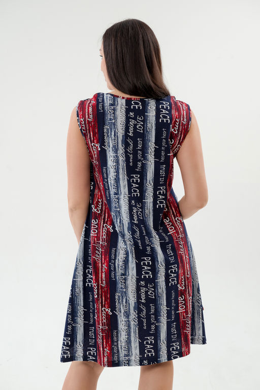 Платье женское из кулирки Кэтрин сине-красный макси - Амадэль фото 12