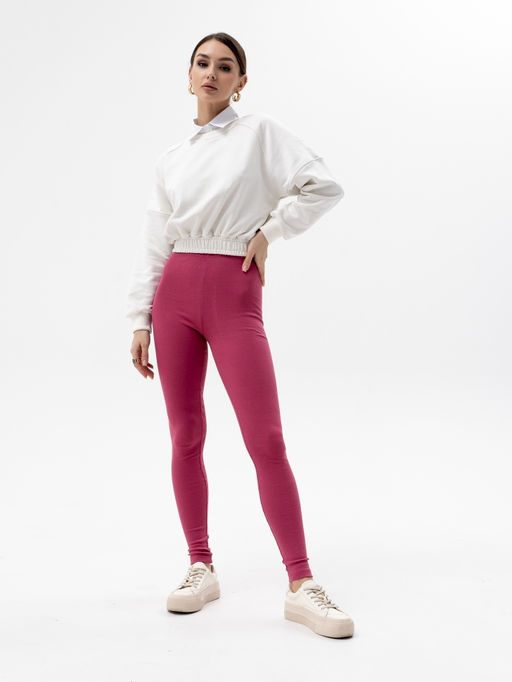 леггинсы из хлопка с добавлением лайкры,сухая роза - Binita фото 2