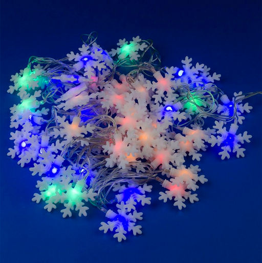 ULD-S0700-050/DTA MULTI IP20 SNOWFLAKES-3 Гирлянда светодиодная с контроллером Снежинки-3, 50 светодиодов, 7 м, разноцветная, IP20,провод прозрачный - Volpe фото 9