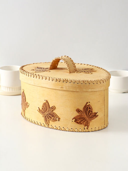 Хлебница с ручкой "Бабочки", 30х18х19 см, береста