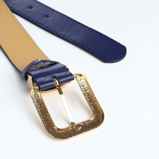 Ремень женский с винтом, 110×3 см, пряжка металл, золотистая, синий