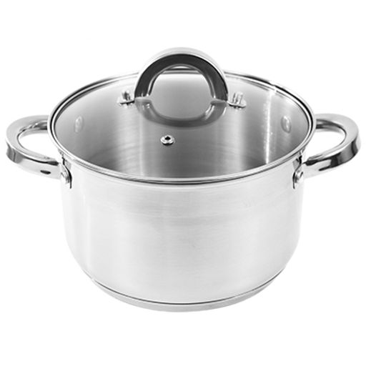 Кастрюля из нержавеющей стали "Rondy" 2,9л, д15см, h12см, стеклянная крышка, пятислойное дно, подарочная коробка, Appetite (Китай)