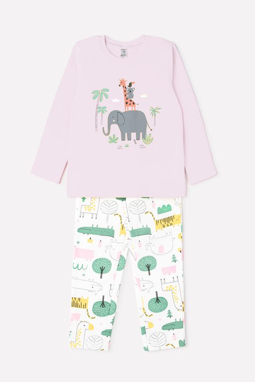 К 1566/нежно-розовый+звери африки на сахаре пижама дет