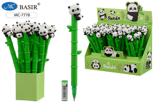 Цена за 2 шт. Ручка шар. "Панда" (MC-7778) на масляной основе, синяя, 0,5мм, гибкий корпус в виде бамбука, наконечник с фигуркой