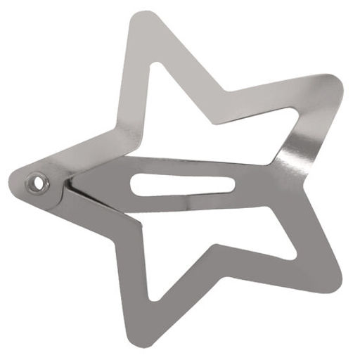 Заколки для волос НАБОР 10 шт., 3 см, клик-клак, звездочки, глянцевый, серебристый, MONTE VITA