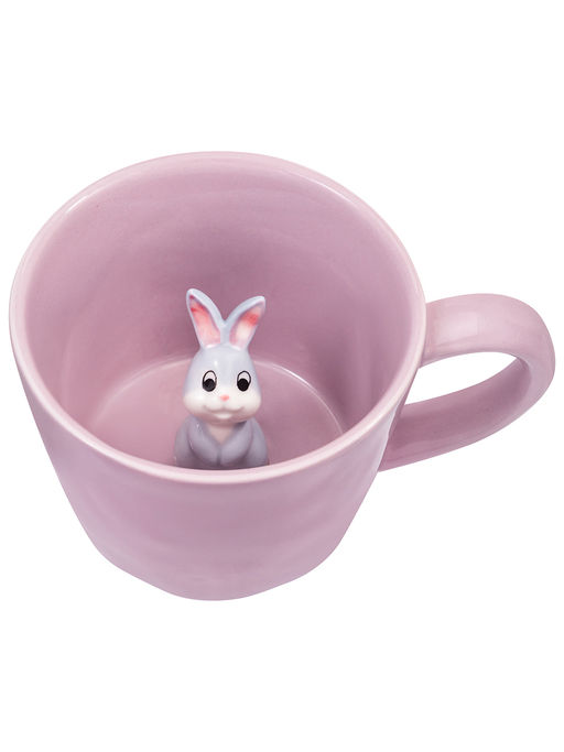 Кружка 300 мл 14*10*7,5 см "Зайчик" с фигуркой внутри, фарфор