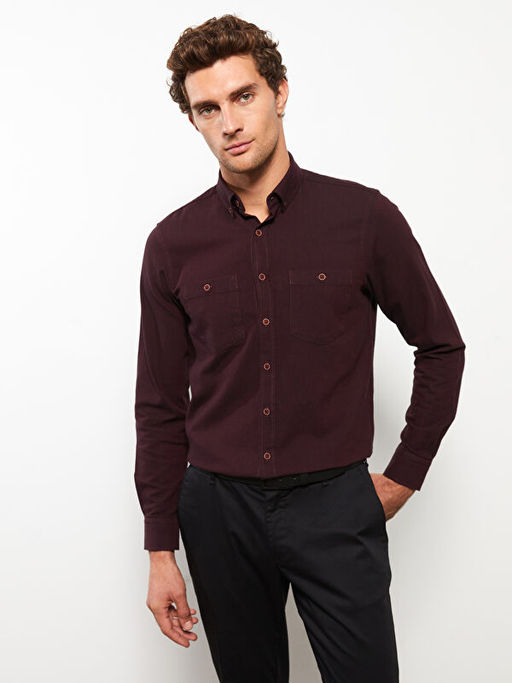 Regular Fit Uzun Kollu Gabardin Erkek G?mlek